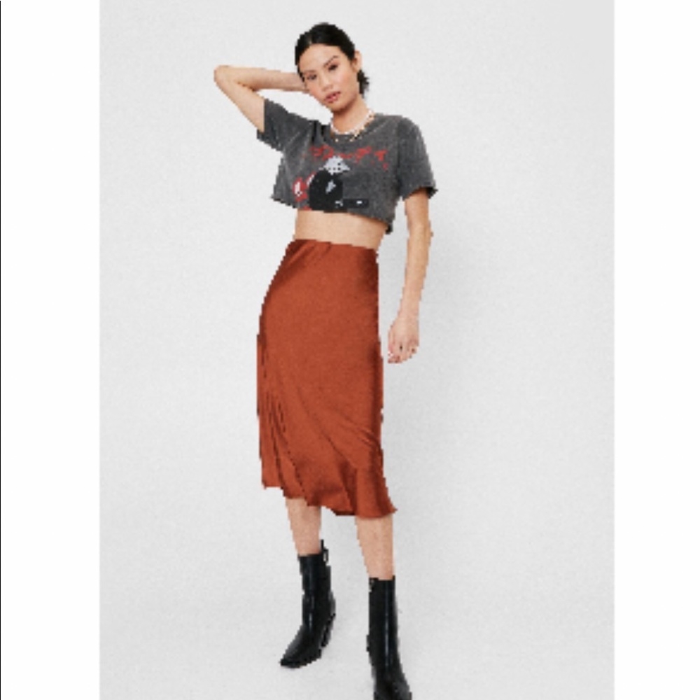 NastyGal Slipped and Fell Satin Midi Skirt